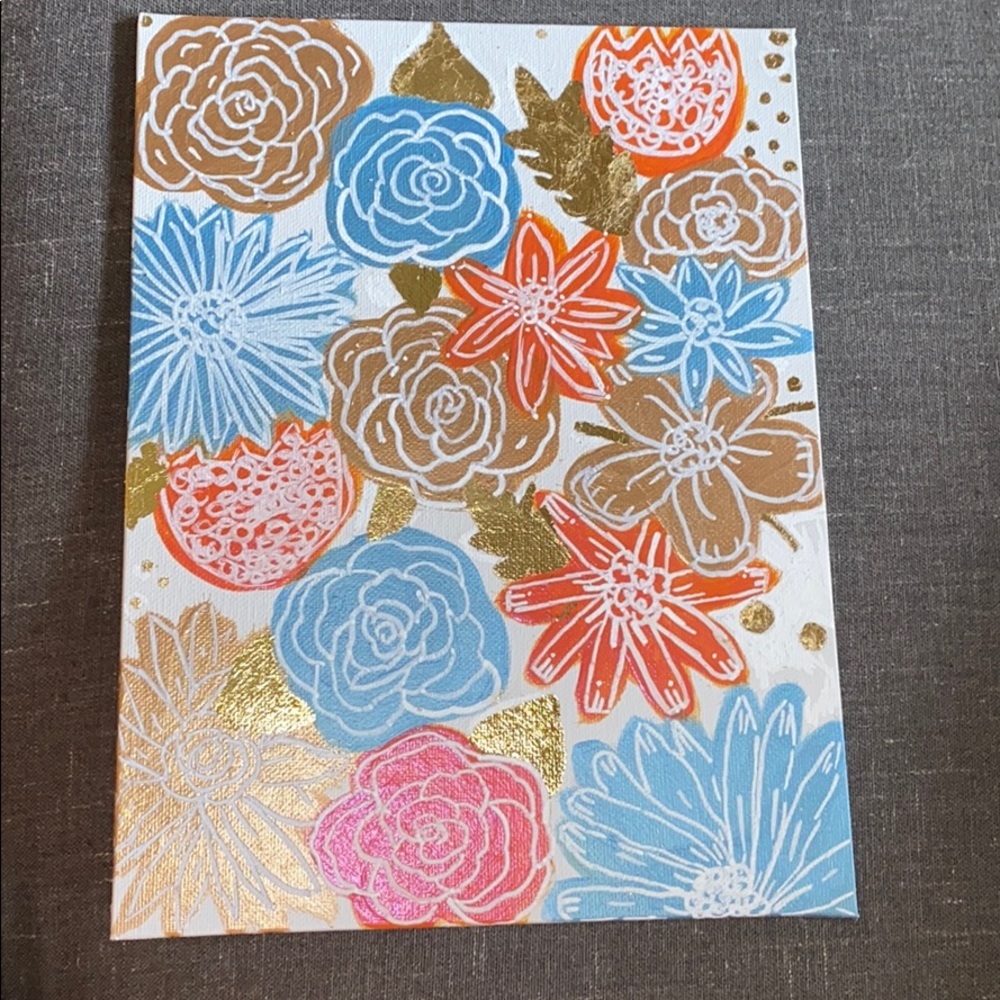 Original Floral Doodle Painting